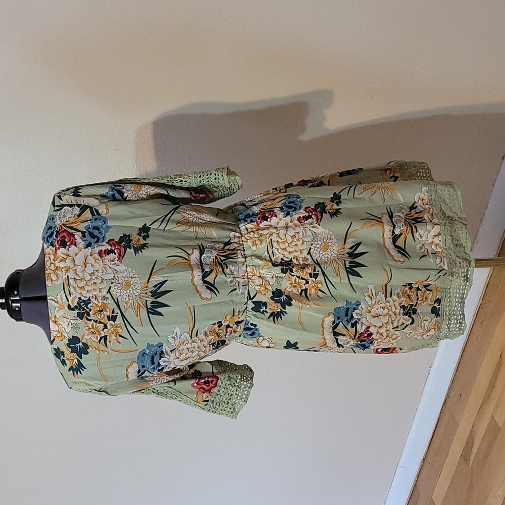 Luna Tuccini floral mini green dress 8 - Picture 5 of 11